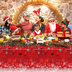 12Pieces Merry Christmas Tablecloth Plastic Christmas Tree Ball Table Cover Rectangle Winter Snowflake Tablecloth for Merry Christmas Holiday New Year Eve Party Decorations Supplies,54x108inch
