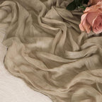 Snowkingdom 6PCS 10 FT Nude Brown Cheesecloth Table Runner, 120 inch Long Cheese Cloth Boho Rustic Gauze Sheer Runner for Wedding Party Baby Shower Birthday Christmas Holiday Table Decorations