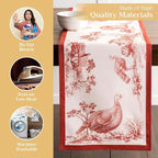 Maison d' Hermine Table Runner 100% Cotton Double Layer Table Runners 108 inches Long for Thanksgiving Christmas Decorations Home Kitchen Dining Party Wedding (Holy Jouy - Red, 14.5" x 108")
