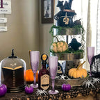 Plastic Champagne Flutes, 24PCS Dark Purple Wine Glasses Goblets Cups Reusable Flute, for Halloween Weddings Bachelor Parties Toasting and Events(24, Dark Purple)