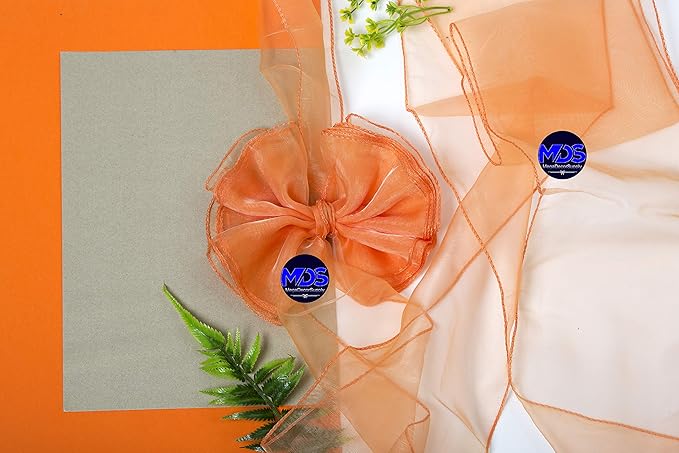 MDS Pack of 300 PCS Organza Chair Sashes Wider Dining Chair Bows Ribbon Tie Back for Wedding Party Birthday Bridal Shower Reception Event Banquet Home Chair Cover Decoration - Peach