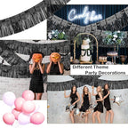 4 Pack Black Float Fringe Curtains, Metallic Foil Fringe Garland Shiny Tassel Foil Parade Float Decorations for Trailer Car Graduation Homecoming Outdoor Indoor Party