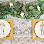 Juvale Lace Tablecloth - 60 x 97-Inch White Rectangular Table Cloth - Vintage Floral Scalloped Edge Elegant Dainty Tea Party Tablecloth & Wedding Reception Decor (Pack of 2)