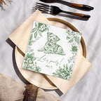 Luxury Personalized Dog Wedding Napkins, Photo Napkins for Dog, Custom Wedding Cocktail Napkin, Blue Floral Cocktail Napkin, Paper for Pet Lovers, Bridal, Engagement Party, Bridal Shower
