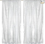 SquarePie Sequin Backdrop Curtain 8FT x 10FT Silver Satin Backing Fabric Photography Background for Wedding Patry 4FT x 10FT 2 Panels