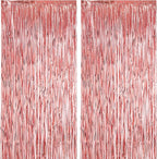 2 Pack Rose Gold Foil Fringe Backdrop Curtains, Tinsel Streamers Birthday Party Decorations, Fringe Backdrop for Graduation, Baby Shower, Gender Reveal, Disco Party
