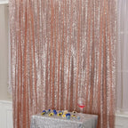 Poise3EHome 7FT x 7FT Rose Gold Sequin Photography Backdrop Curtain for Party Decoration, Rose Gold