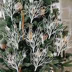 8 Pcs White Coastal Ornaments for Christmas Tree 15.7inch Glitter Coral Beach Ocean Spray Pick Branch Christmas Tree Topper Decorations Filler Twigs for Xmas Vase Wreaths Gift