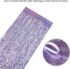Purple Foil Fringe Curtains Party Decorations - CYLMFC 3 Pack 3.3 ft x 6.6 ft Foil Party Curtain for Hallowee Christmas Graduation Decor