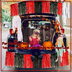 4 Pack 10 Feet Black Red Parade Floats Foil Fringe Garland Metallic Tinsel Streamers Banner Fringe Curtain Banner for Halloween Graduation Homecoming Birthday Party Decorations (Black, Red)