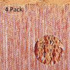 4 Pack 3.3x6.6ft Wavy Orange Foil Fringe Backdrop Curtains -Tinsel Streamers Metallic Foil Fringe Backdrop Door for Halloween, Graduation,Baby Shower,Gender Reveal