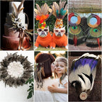 Holmgren 48pcs Natural Feathers Bulk - 6 Styles Assorted Peacock, Pheasant, Turkey Feathers for Craft DIY Jewelry Hat Wedding Home Party Decoration
