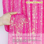 Sequin Backdrop Curtains Wedding Photo Backdrop Glitter Birthday Bridal Party Curtains Sparkle Background Drapes (Iridescent Hot Pink, 2 pcs-2ftx8ft)