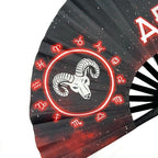 DeFlare | Cosmic Zodiac Rave Fan | Zodiac Sign Hand Fan | Astrology Rave Fan | Hand Fan | Large Rave Fan | Large Clacking Fan