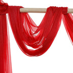 VDS Pack of 2 Panel (30 Inch X 30 Feet) Wedding Arch Draping Fabric Sheer Chiffon Fabric Drapery for Wedding Ceremony Reception Swag Backdrop Canopy Chuppah ARBO Altars Decoration (Red)