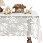 Jayla White Lace Tablecloth for Rectangular Tables, Vintage Style Wedding Table Cloths for Reception, Baby Shower, Birthday Party, Formal Dining, Dinner Parties 54 X 108 Inches