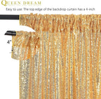 7ft x 7ft Gold Sequin Backdrop Curtain Glitter Photo Booth Backdrop for Wedding Birthday Baby Shower Event Decorations
