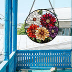Stained Glass Window Hanging, Colorful Flowers Sun Catcher for Window Door Home Decor Plant Suncatcher Christmas Mother's Day Birthday Gifts for Women Men Mom and Nana 11.8 in