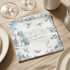 Luxury Personalized Dog Wedding Napkins, Custom Wedding Cocktail Napkins, Blue Floral Cocktail Napkin, Napkin for Pet Lovers, Anniversary, Bridal, Engagement Party, Bridal Shower