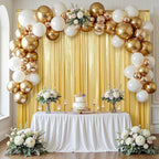 gogoparti 20x14FT Gold Sequin Backdrop Curtain - 4 Panels of 5x14FT Wrinkle-Free Reusable Glitter Drapes for Photography, Weddings, Birthdays & Parties