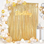 8ft x 8ft Gold Sequin Backdrop Curtain Glitter Photo Booth Backdrop for Wedding Birthday Baby Shower Event Decor