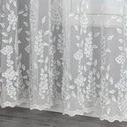VISIONTEX White Sheer Voile Curtains, Decorative White Embossed Drip Rod Pocket Window Drapes for Home Kitchen, Living Room and Bedroom 54 x 63 Inch, Set of 2 Curtain Panels