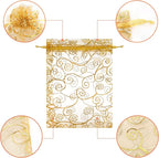 Staruby Organza Gift Bags 100Pcs Gold Sheer Organza Bag 5x7 Inch Mesh Favor Bags Drawstring Jewelry Rattan Printed Gift Pouches for Wedding Party Favors Couple Shower Christmas Gifts Candy Bags