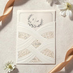 50pcs Laser Cut Wedding Invitations with Envelopes Ivory White, 5x7.3 Personalized Invitation Cards for Wedding