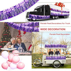 4 Pack Iridescent Fringe Float Curtain, Metallic Foil Fringe Garland Wall Hanging Drapes Tassel Foil Float for Parade Float Trailer, Birthday Holiday Outdoor/Indoor Party Decoration (Purple)