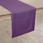 Solino Home Linen Purple Table Runner 72 Inches Long - 100% Pure Linen Hemstitch Table Runner 14 x 72 Inch for Dresser, Dining, Fall, Autumn, Halloween, Thanksgiving, Holiday - Classic Hemstitch