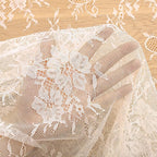 LuoluoHouse Pack of 6 Lace Tablecloth Ivory Table Fabric 60x120 Inch for Rustic Boho Wedding Bridal Shower Party Decorations Rectangle Overlay Long Vintage Embroidered Reception Table Cloth Decor