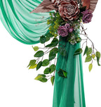 VDS Pack of 3 Panel (30 Inch X 20 Feet) Wedding Arch Draping Fabric Sheer Chiffon Fabric Drapery for Wedding Ceremony Reception Swag Backdrop Canopy Chuppah ARBO Altars Decoration (Emerald)