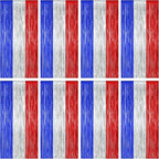 8 Pack 4th of July Photo Backdrop, 3.28 FT x 7.08 FT Fourth of July Decorations, Metallic Blue Silver Red Patriotic Tinsel Backdrop Foil Curtains, Patriotic Independence Day Decorations