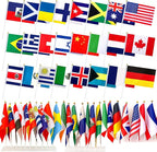 200 Countries International Stick Flags of the World Small Mini Hand Held Flags for Olympics,International Festival,8.2 x 5.5 Inch