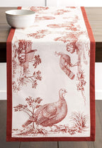 Maison d' Hermine Table Runner 100% Cotton Single Layer Table Runners 48 inches Long for Thanksgiving Christmas Decorations Home Kitchen Dining Party Wedding (Holy Jouy - Red, 14.5" x 48")