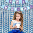 BRAVESHINE Silver Party Snowflake Backdrop - 2 Pack Hanging Foil Fringe Snow Flakes Party Streamers Curtain for Christmas Winter-Themed Frozen Birthday Baby Shower Holiday New Year Party Decorations