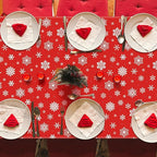 4 PACK Christmas Tablecloths, 54" x 108" Holiday Party Decor, Snowflakes Tablecloth Xmas Plastic Tablecloth Disposable Table Cloth Rectangle Tablecover, Christmas Decorations Holiday Party Supplies