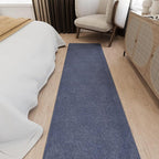 Ottomanson 2' x 14' Ultra-Thin Hallway Runner Rug - Durable Non-Slip Carpet for High-Traffic Areas - Fits Under Doors for Seamless Entry - Ideal for Kitchen, Entryway, Bedroom & Living Room, Navy