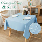 Biscaynebay Fabric Square Tablecloths 60x60 Inches, Light Blue Water Resistant Spill Proof Table Cloth Small Card Folding Table Covers Linen for Dining, Kitchen, Wedding and Parties, Machine Washable