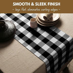 Native Fab Buffalo Check Plaid Table Runner, 100% Cotton, 13x108 Inches, Rustic Farmhouse Kitchen and Dining Décor, Perfect for Weddings, Halloween, Holiday Gatherings, Black and White