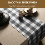 Native Fab Buffalo Checked Plaid Table Runner, 100% Cotton, 13x108 Inches, Rustic Farmhouse Kitchen and Dining Décor, Perfect for Fall, Winter, Weddings, Holiday Gatherings, Grey and White