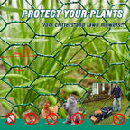 49.2Ft x16In Plant Protectors from Animals - Wire Plant Protector Cages for Outdoor Plants, Free-Cut Metal Mesh Plant Covers Guards Fence, Chicken Wire Cloche with Ground Stakes,Zip Ties