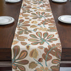 Mika Home Tropical Leaf Table Runner for Home Decor 13X72 Inches Teal Brown Seasonal Dining Table Decoration for Home