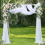 Wedding Arch Draping Fabric White Arch Drapes 4Panels Sheer Backdrop Curtain for Ceremony Wedding Arches Decor 19Ft Length x 28" Width