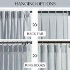 Vision Home Blue Fog Pinch Pleated Semi Sheer Curtains Textured Linen Blended Light Filtering Window Curtains 72 inch for Living Room Bedroom Patio Pinch Pleat Drapes with Hooks 1 Panel 60" Wx72 L