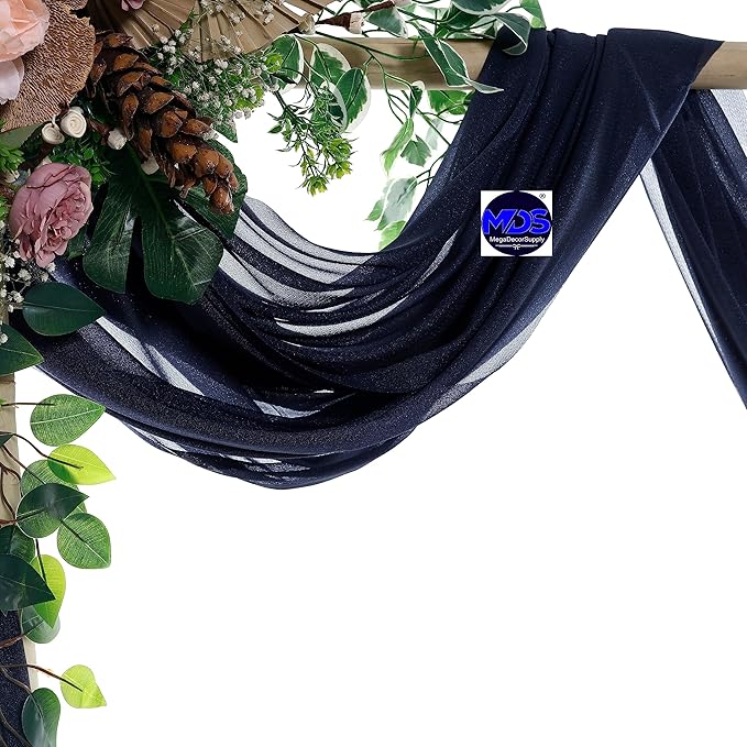 MDS Halloween Chiffon Draping Fabric - 2 Panel, 30" Wide x 30ft Long - Sheer Spooky Arbor & Canopy Drapery for Haunted House Backdrops, Party Ceilings, DIY Costumes & Themed Events - Navy Blue