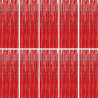 BTSD-home 10 Pack Red Foil Fringe Curtain, Metallic Photo Booth Backdrop Tinsel Door Curtains for Wedding Birthday Bridal Shower Valentine Bachelorette Christmas Party Decorations(8ft x 3ft)