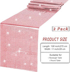 Durony 2 Pack Disco Table Runner 11 x 108 Inch Mirror Rose Gold Glitter Foil With Sparkle Sequin for Bachelorette, 70s, Cowgirl Party Decorations