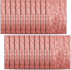 20 Pack Foil Curtain Backdrop Rose Gold Metallic Tinsel Foil Fringe Curtains Photo Booth Props for Birthday Wedding Engagement Baby Shower Bachelorette Christmas Holiday Celebration Party Decorations