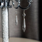 HDCRYSTALGIFTS 20Pcs Chandelier Icicle Crystal Prisms with Bead Crystals Lighting Lamp Replacement Parts (63mm, Clear)
